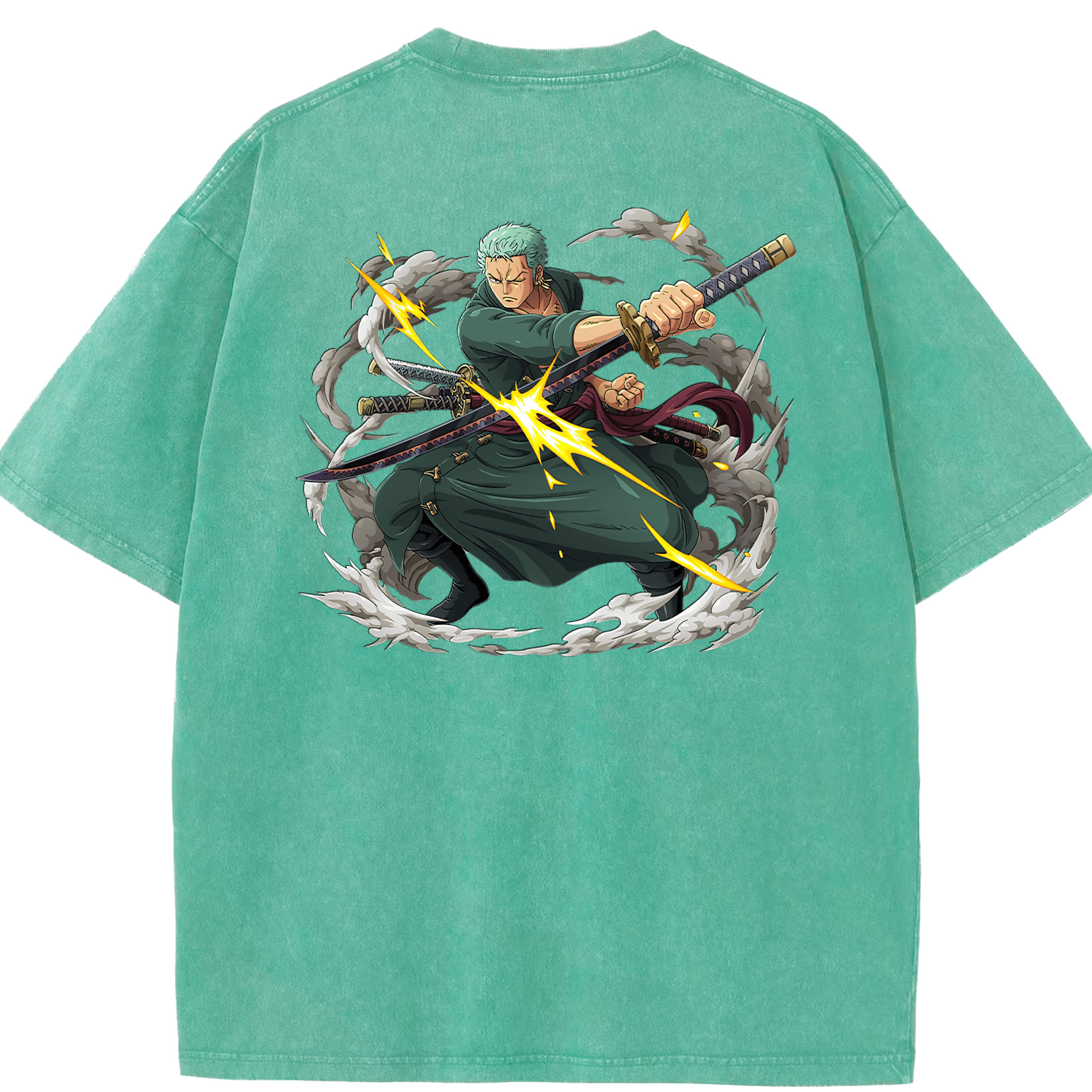 ワンピース ロロノア・ゾロ ONE PIECE Roronoa Zoro 綿100% ヴィンテージ風 半袖Tシャツ（背面プリント）